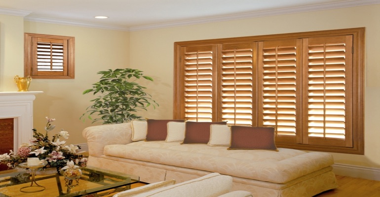 wood shutters Southern California parlor